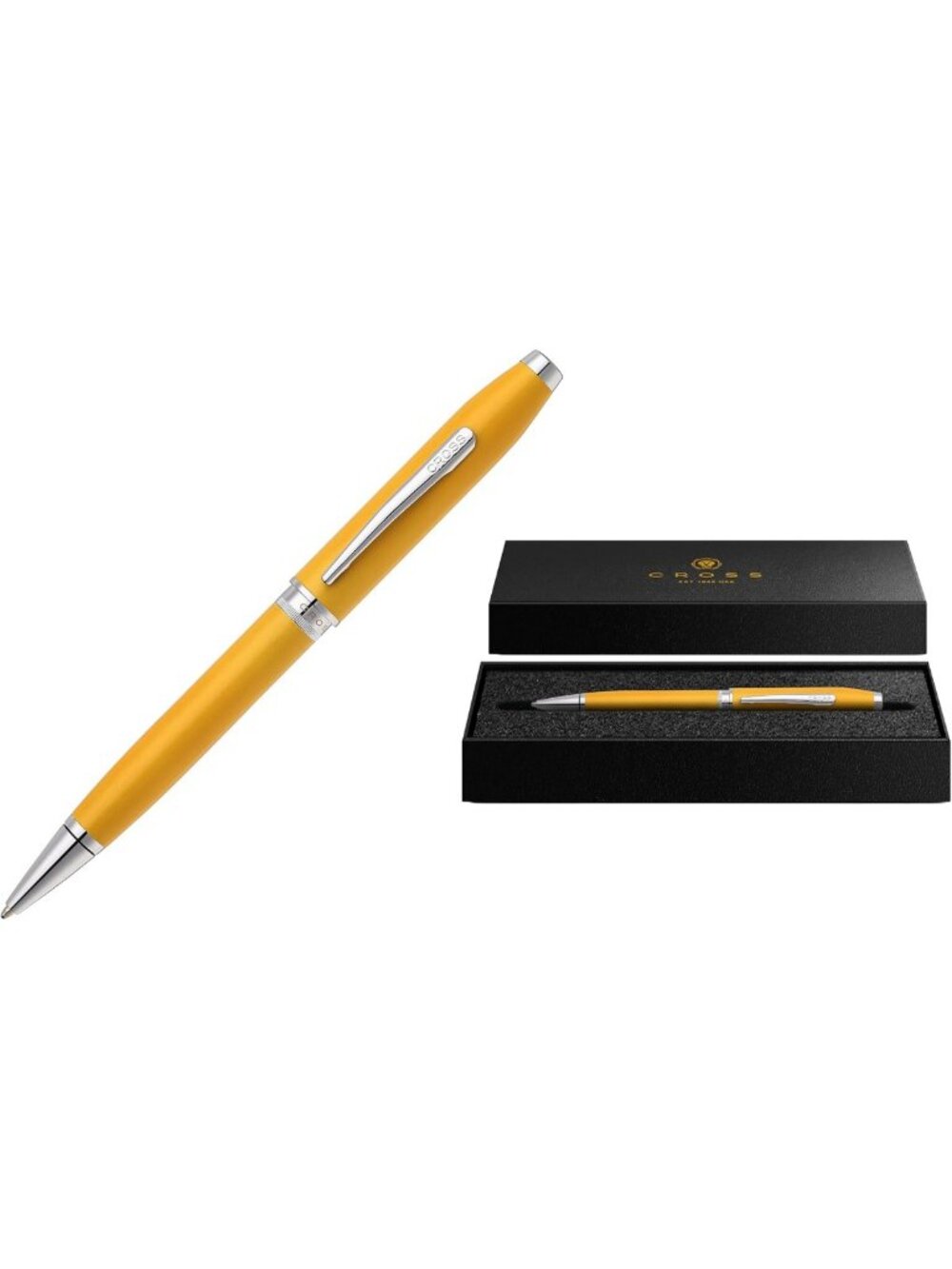 Metallic Yellow Chrome Ballpoint Pen | Elegant Writing Instrument, Gift-Ready